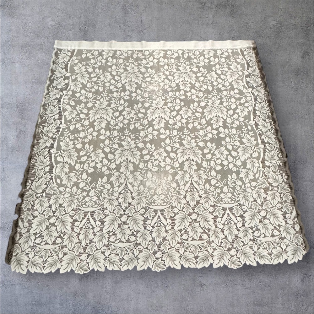 Vintage Lace Curtain Panel Leaf Floral‎ Pattern Scalloped 63x57